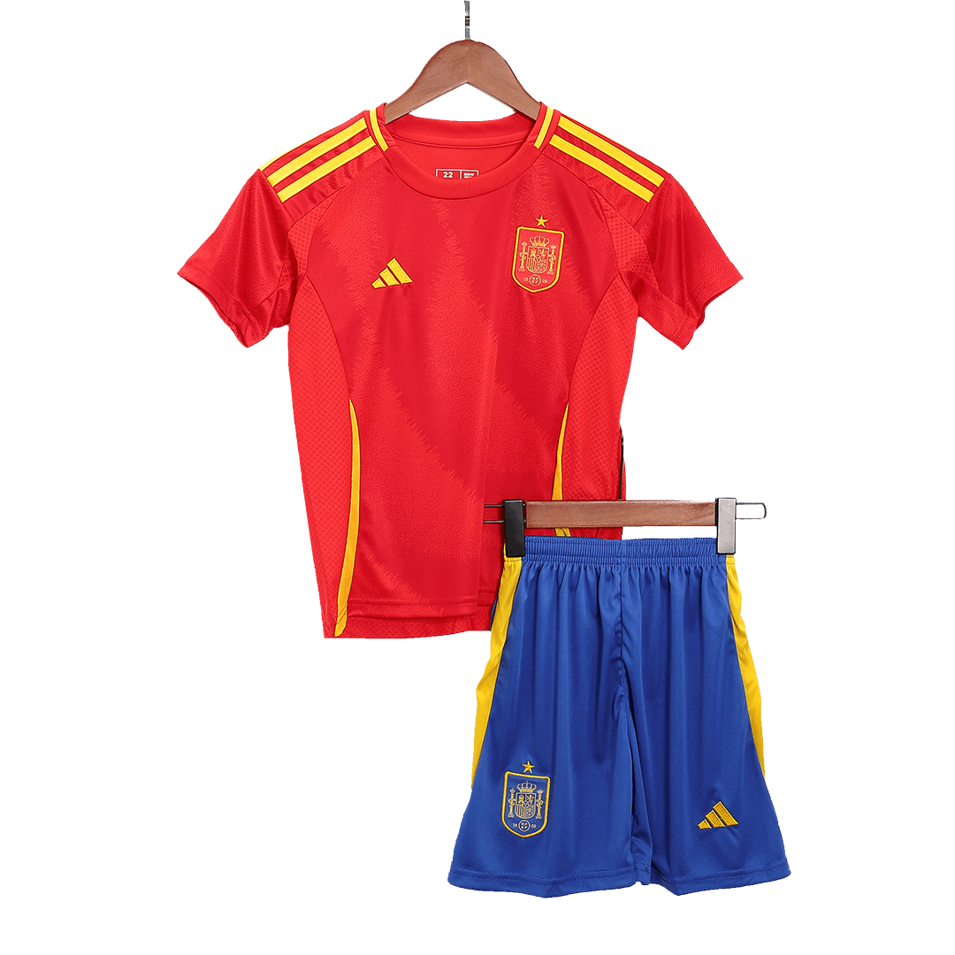 Kids Spain Home Soccer Kit 2024 Euro Cup Jersey