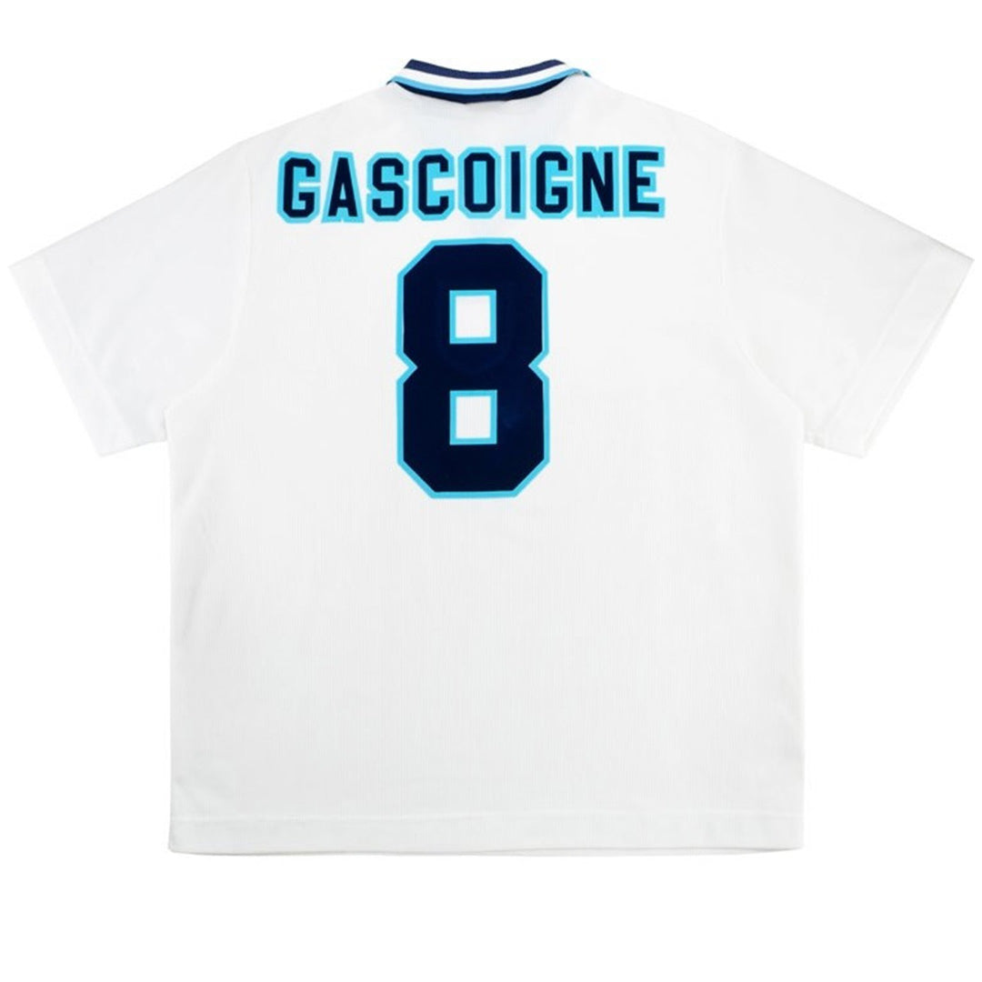 GASCOIGNE #8 Retro England Home Jersey 1996 Euro Cup Jersey