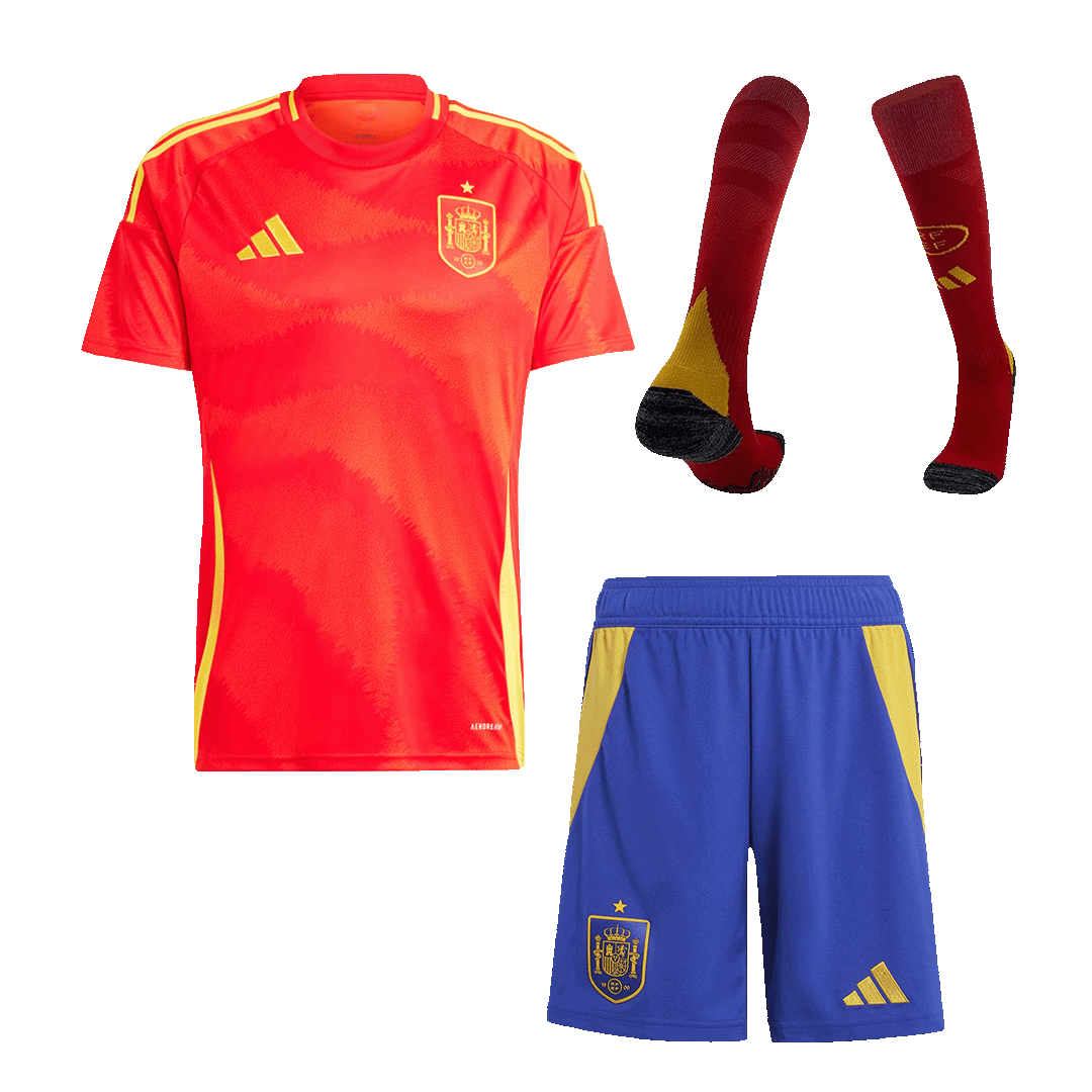 Spain Home Soccer Jersey Kit(Jersey+Shorts+Socks) Euro