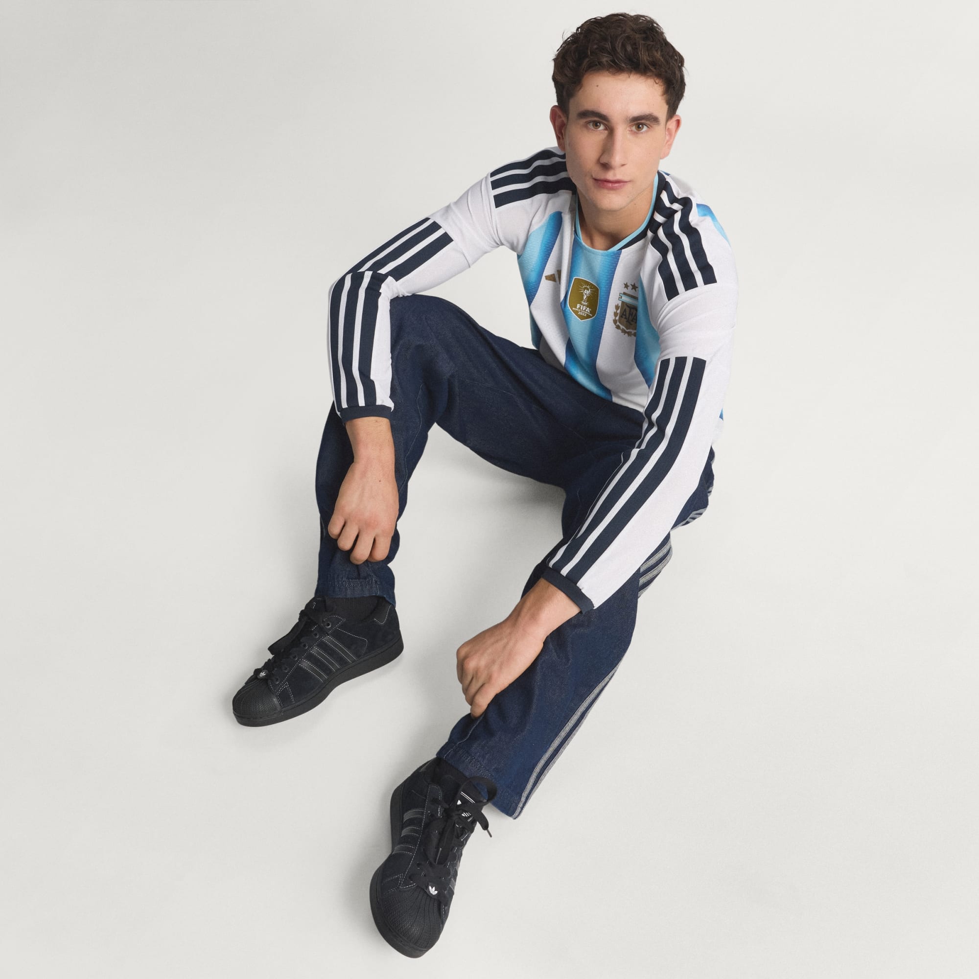 Argentina 26 Home Authentic Long Sleeve Jersey