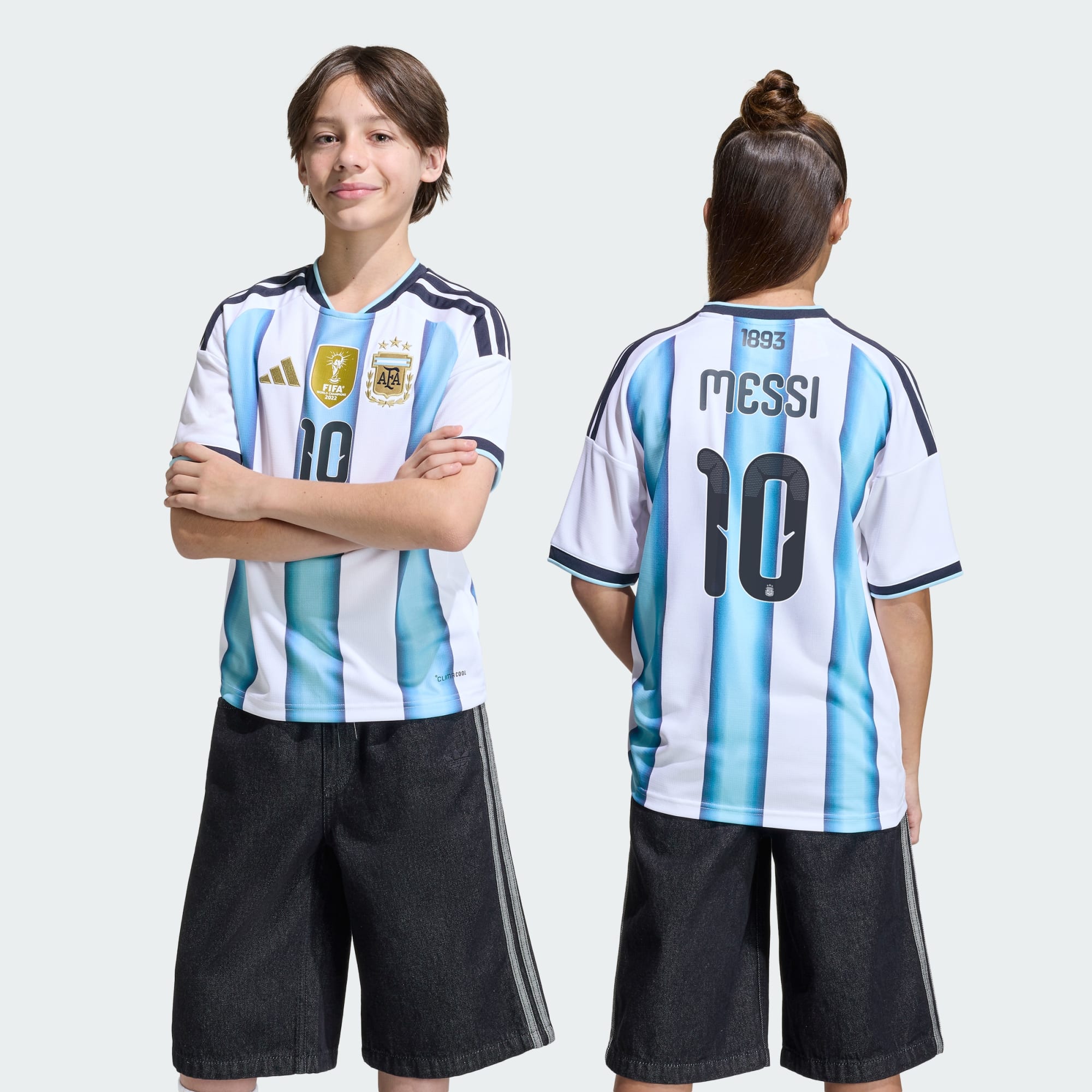 Argentina 26 Home Messi Kids Jersey