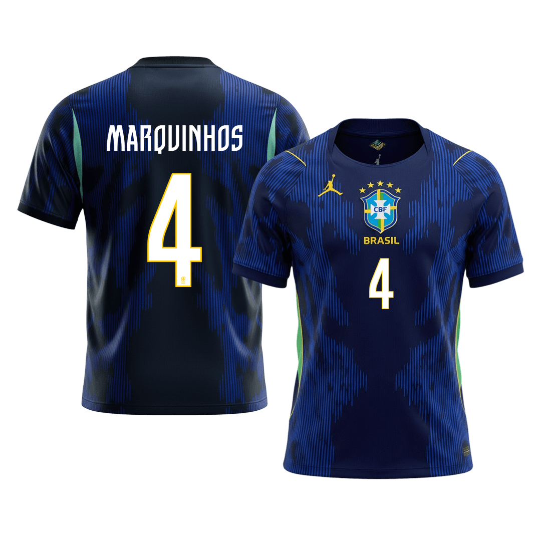 MARQUINHOS #4 Brazil Away Soccer Jersey 2026