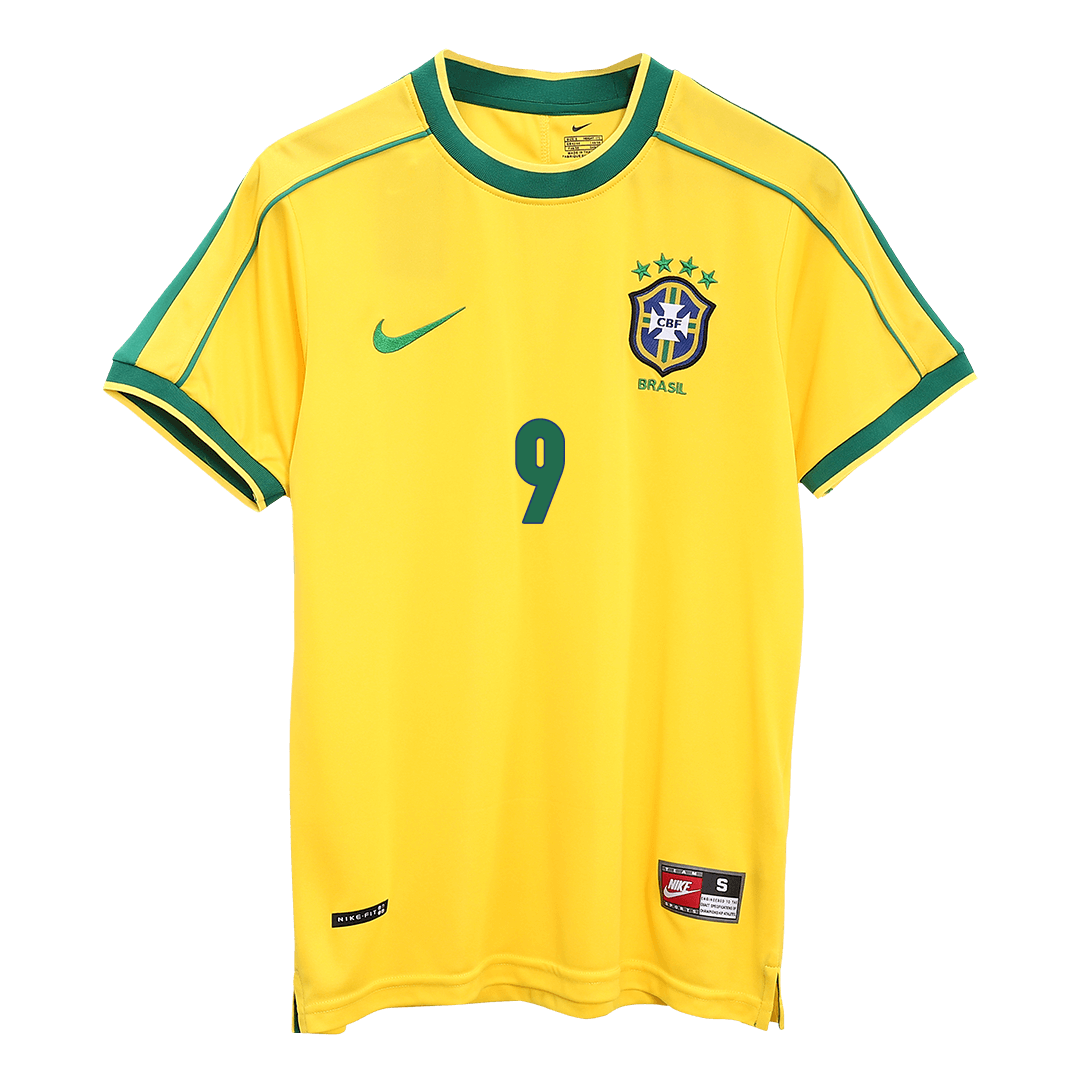 Retro RONALDO #9 1998 Brazil Home Soccer Jersey