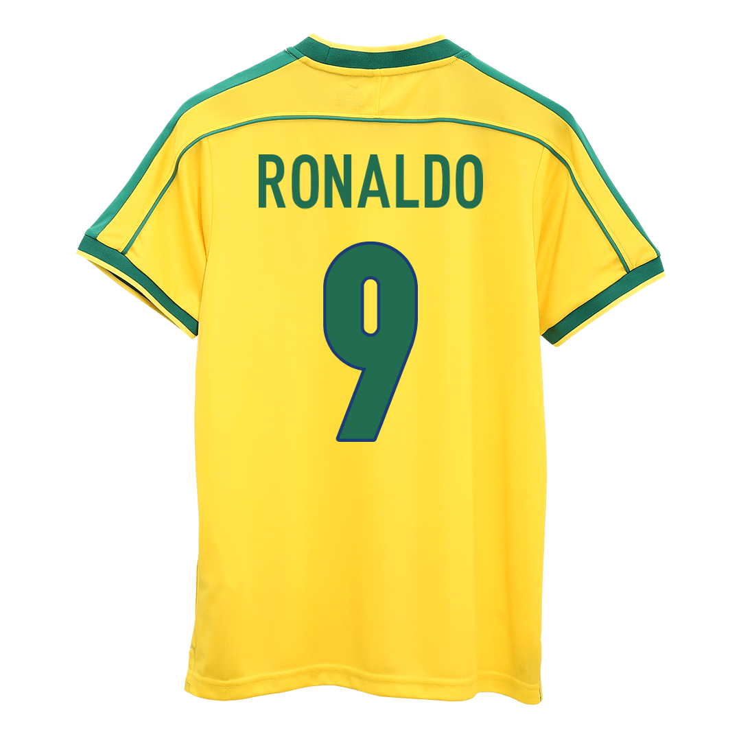 Retro RONALDO #9 1998 Brazil Home Soccer Jersey