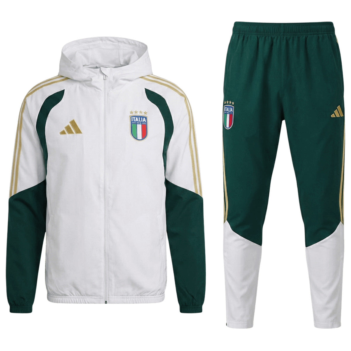 Italy Windbreaker Hoodie Soccer Kit (Top + Pants) White 2026