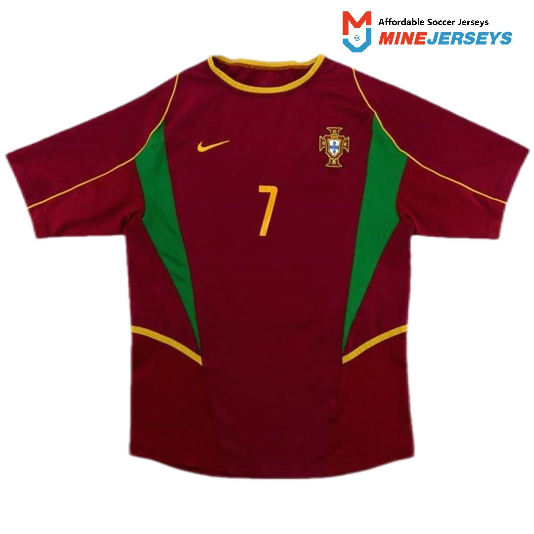 Figo #7 Retro Portugal Home Jersey World Cup 2002