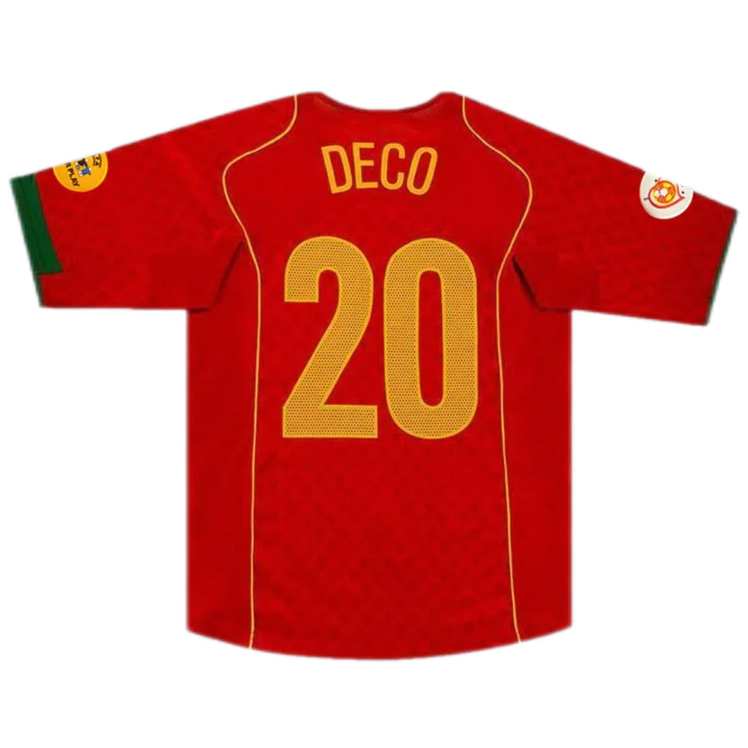 Deco #20 Retro Portugal Home 2004 Euro Cup Jersey