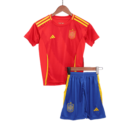 Kids Spain Home Soccer Kit 2024 Euro Cup Jersey