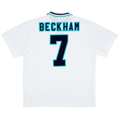 BECKHAM #7 Retro England Home Jersey 1996 Euro Cup Jersey