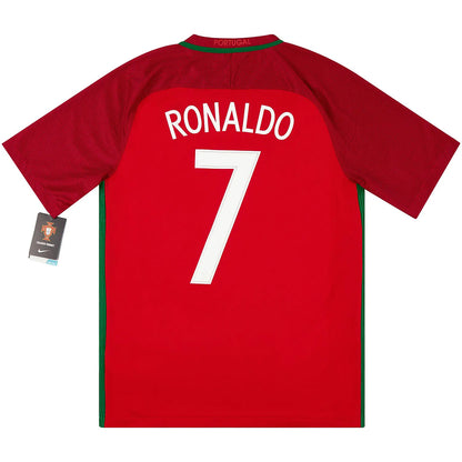 Ronaldo #7 Retro Portugal Home 2016 Euro Cup Jersey