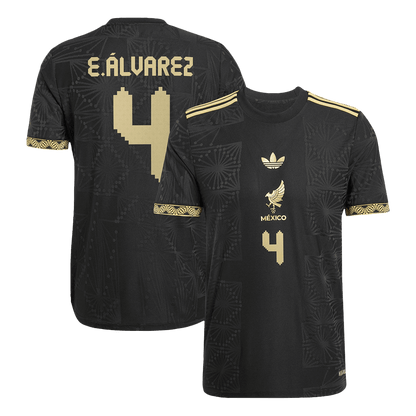 Authentic E.ÁLVAREZ #4 Mexico Third Away Soccer Jersey 2025 - Gold Cup