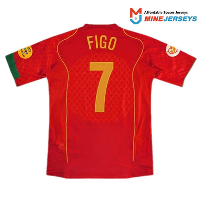 Figo #7 Retro Portugal Home 2004 Euro Cup Jersey