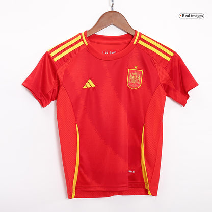 Kids Spain Home Soccer Kit 2024 Euro Cup Jersey