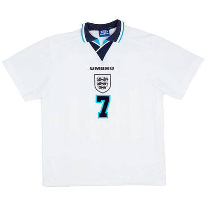BECKHAM #7 Retro England Home Jersey 1996 Euro Cup Jersey