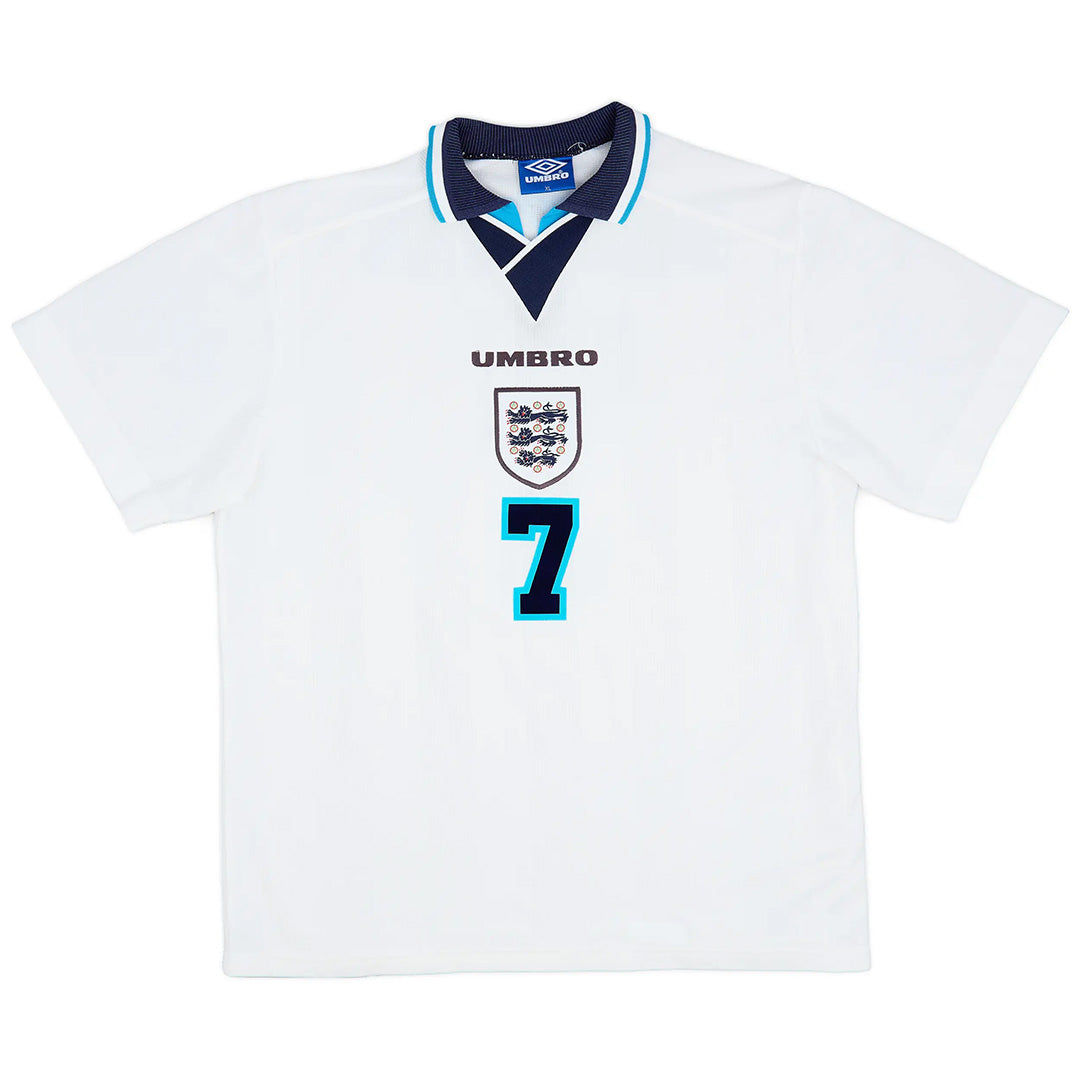 BECKHAM #7 Retro England Home Jersey 1996 Euro Cup Jersey