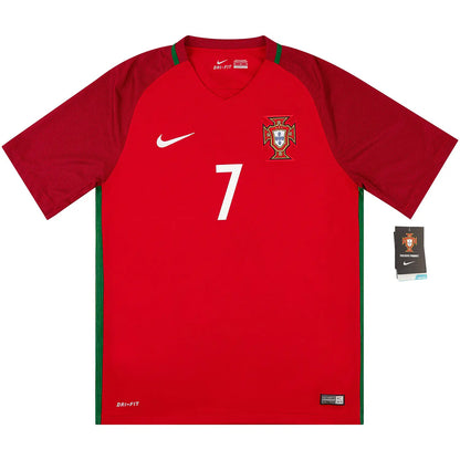 Ronaldo #7 Retro Portugal Home 2016 Euro Cup Jersey