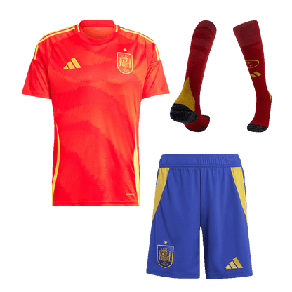 Spain Home Soccer Jersey Kit(Jersey+Shorts+Socks) Euro