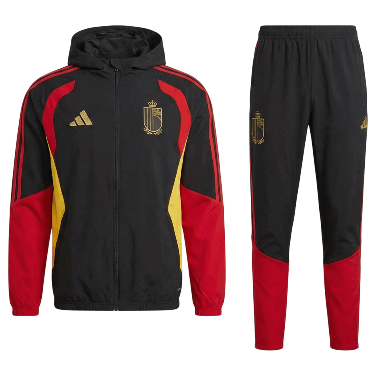 Belgium Windbreaker Hoodie Soccer Kit (Top + Pants) Black 2026
