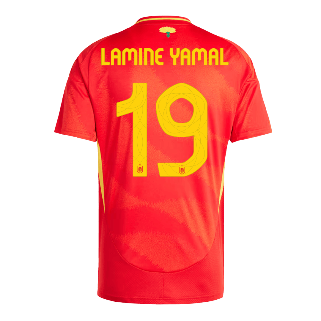 LAMINE YAMAL #19 Spain Home Soccer Jersey Euro