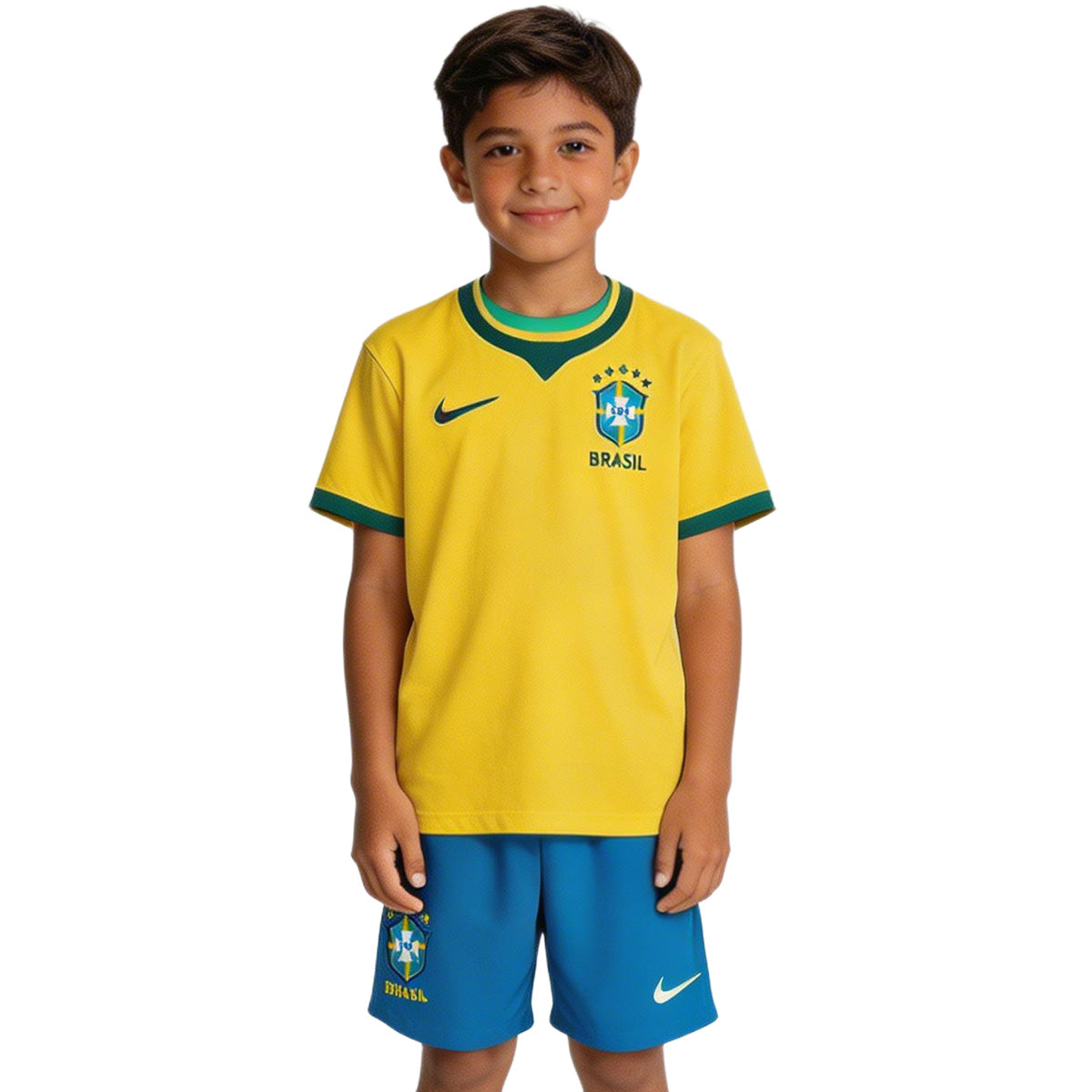 Kids Brazil Home Soccer Kit 2026 World Cup Jersey
