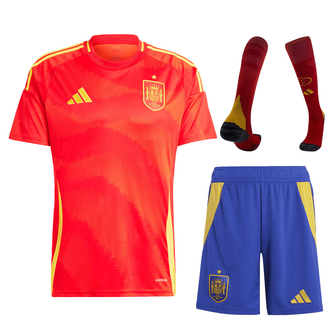 Spain Home Full Soccer Kit 2024 Euro Cup Jersey