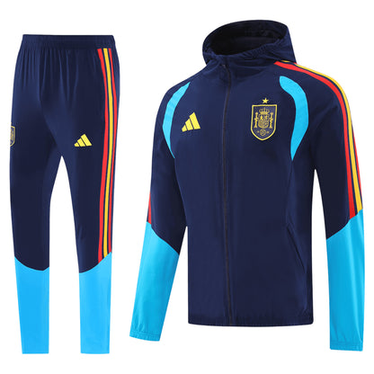Spain Windbreaker Hoodie Soccer Kit (Jacket + Pants) Navy 2026
