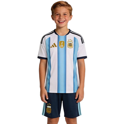 Kids Argentina Home 2026 World Cup Soccer Kit