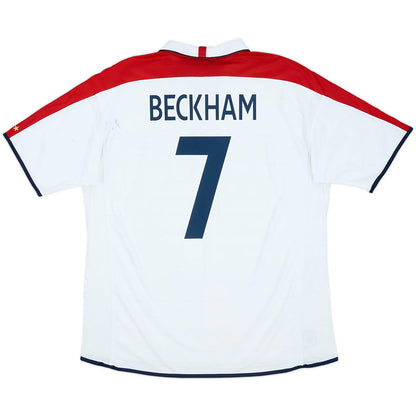 Beckham #7 Retro England Home Jersey 2004 Euro Cup Jersey