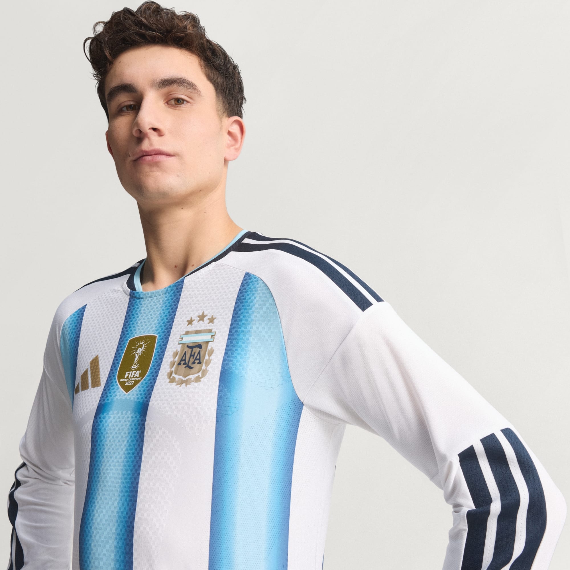 Argentina 26 Home Authentic Long Sleeve Jersey