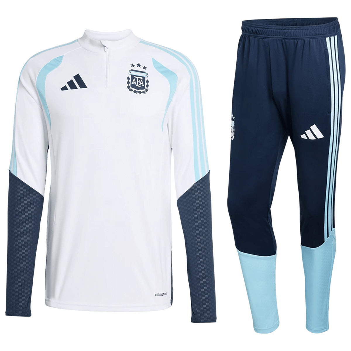 Argentina Zipper Sweatshirt Soccer Kit (Top + Pants) White 2026