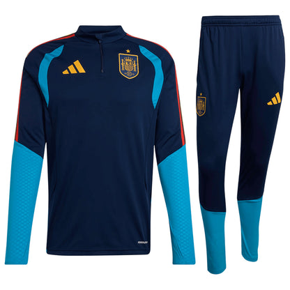 Kids Spain Zipper Sweatshirt Soccer Kit (Top + Pants) Navy 2026