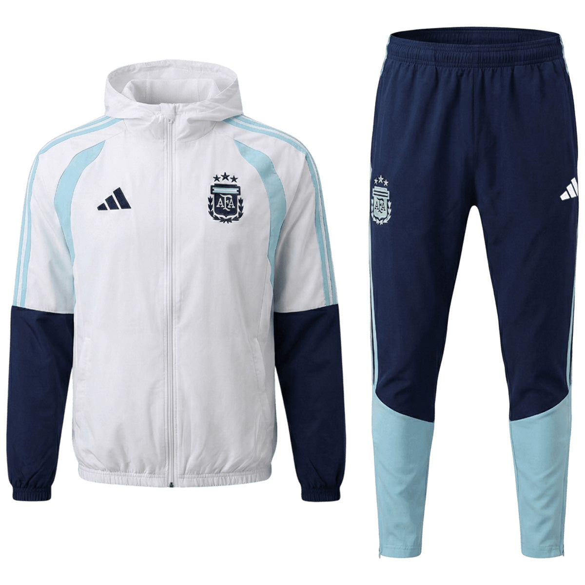 Argentina Windbreaker Hoodie Soccer Kit (Top + Pants) White 2026