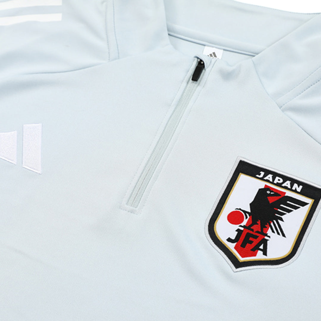 Kids Japan Zipper Sweatshirt Soccer Kit (Top + Pants) White 2026