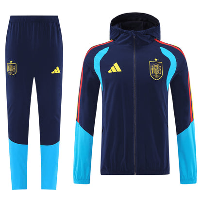 Spain Windbreaker Hoodie Soccer Kit (Jacket + Pants) Navy 2026