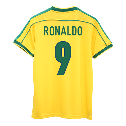 Retro RONALDO #9 1998 Brazil Home Soccer Jersey