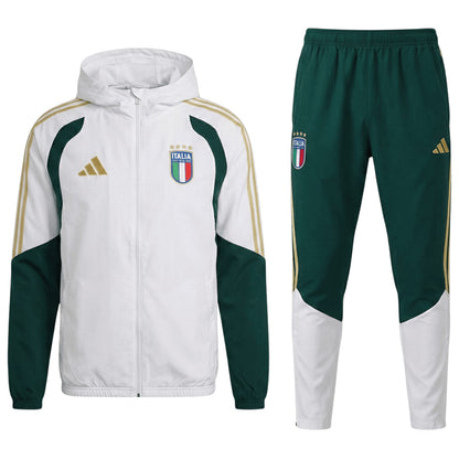 Italy Windbreaker Hoodie Soccer Kit (Top + Pants) White 2026