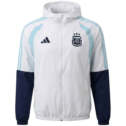 Argentina Windbreaker Hoodie Soccer Kit (Top + Pants) White 2026
