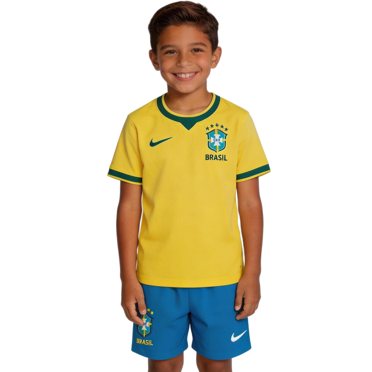 Kids Brazil Home Soccer Kit 2026 World Cup Jersey