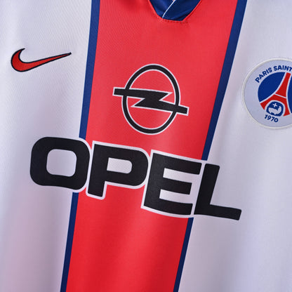 PSG 2001/02 Home Retro Football Shirt - close up details of Navy Nike retro kit